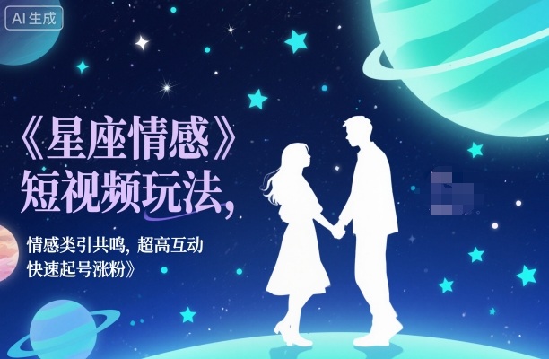 星座情感短视频玩法，情感类引共鸣，超高互动，快速起号涨粉-摇钱树